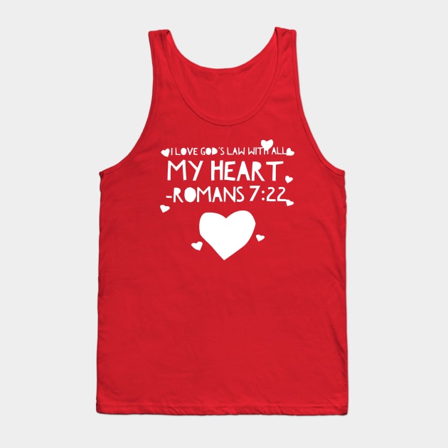 Romans 7:22 Bible Verse With Hearts Tank Top by JakeRhodes